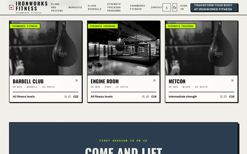 A generated site for IronWorks Fitness, a gym in Nasr City.